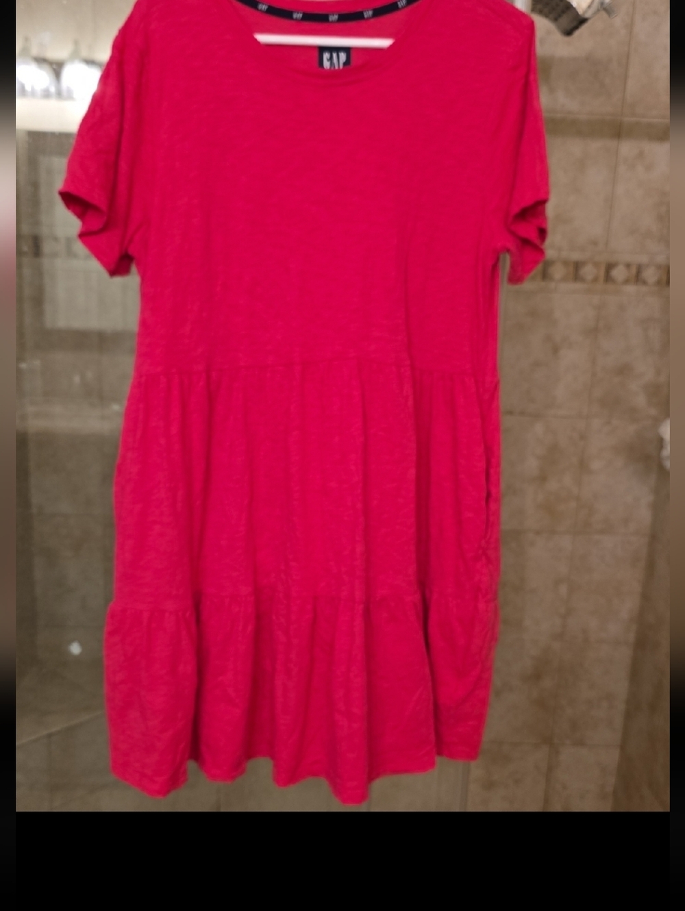 GAP!!  very Cool And Casual Pink Tiered Short-Sleeve Dress - Picture 2 of 3